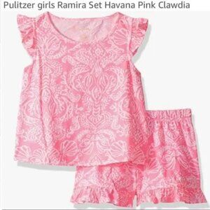 Lilly Pulitzer Girls Ramira Shorts Set Havana Pink Clawdia size large NWT